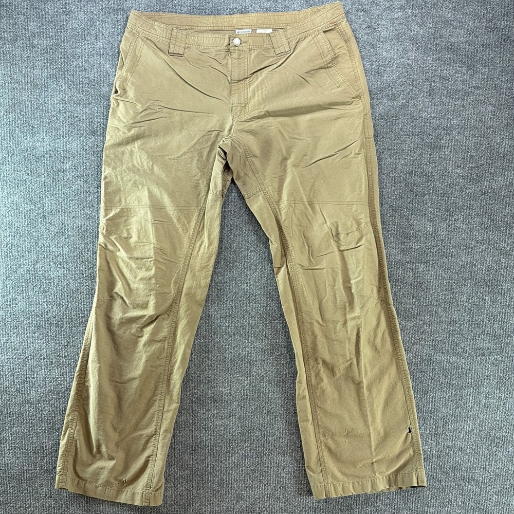 Columbia Men Hiking Pants Khaki Tan Straight Leg Outdoor Trousers 38x32 Gorpcore